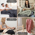 SAMIAH LUXE Chunky Knit Blanket Throw 50x70", Brown Chenille Chunky Knit Throw Blanket for Living Room Decor or Boho Decor, Thick Yarn Knitted Blankets for Couch or Bed, Cable Knitted Crochet Blankets