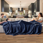 Bedsure Gentlesoft 100% Cotton Blanket Queen Size for Bed - Breathable and Soft for Spring Summer, Thick Cozy Waffle Weave Blanket Gifts for Women, Pageant Blue, 90x90 Inches