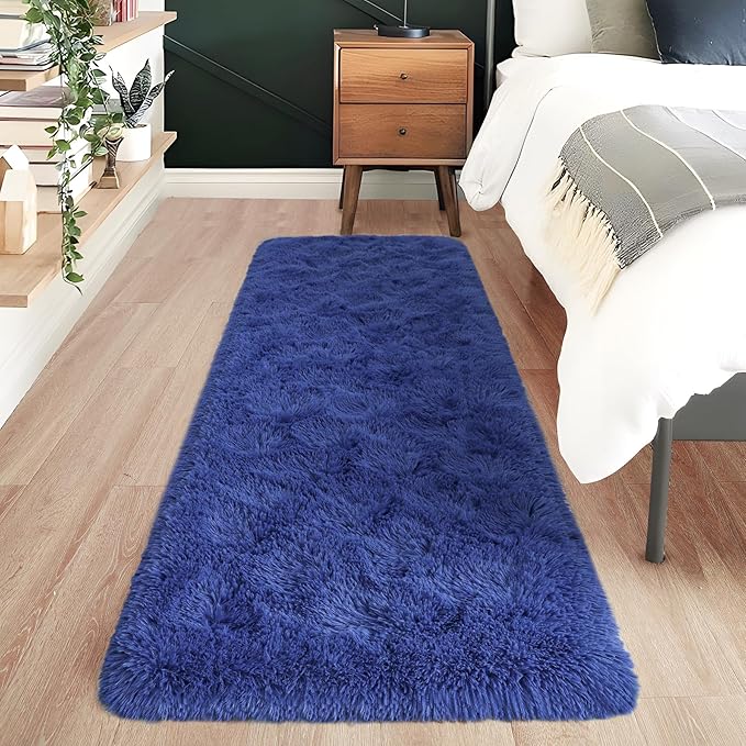 Noahas Navy Blue Runner Rug for Hallway,2'x6' Long Area Rugs for Bedroom Living Room,Non Slip Thick Shag Floor Carpet for Entryway Kitchen Dorm Nursery Bedside Kids Room