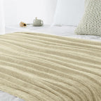 Chenille Throw Blanket for Couch 50"X 60", Soft Cozy Throws with Fringe Tassel for Bed Sofa Chair Cover, Lightweight Knitted Decorative Boho Blankets for Living Room, Light Beige