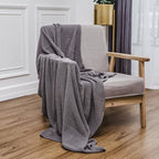 Longhui bedding Dark Grey 100% Cotton Lightweight Cable Knit Throw Blanket for Couch Sofa Bed Home Large Decorative, Bonus Laundering Bag, Dark Gray 60 x 80 Inch, Machine Washable