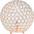 Elegant Designs LT1067-RGD 10" Elipse Crystal Collection Metal Crystal Ball Sequin Table Desk Lamp for Accent Lighting, Décor, Living Room, Rose Gold