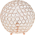 Elegant Designs LT1067-RGD 10" Elipse Crystal Collection Metal Crystal Ball Sequin Table Desk Lamp for Accent Lighting, Décor, Living Room, Rose Gold