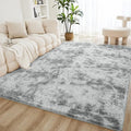 Litanika 5x8 Shag Area Rug for Living Room Bedroom, Tie-Dyed Light Grey High Pile Soft Plush Shaggy Furry Bedside Playroom Dorm Carpet, Non-Slip, Non-Shedding Modern Indoor Floor Rug