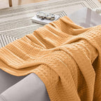 Elegant Comfort Premium 100% Cotton Waffle Blanket - Lightweight Breathable Waffle Weave Bed Blanket - Soft and Warm All Season Blanket for Couch, Sofa and Bed, King Size 90x108 Inches, Gold