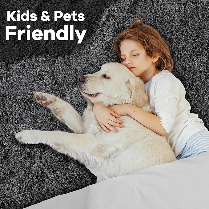 Noahas Fluffy Bedroom Rug,3x5 Feet Plush Fuzzy Dark Grey Area Rugs for Living Room, Non Slip Thick Soft Shaggy Nursery Furry Floor Dorm Kids Carpet