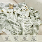 Amélie Home Knit Throw Blanket, Soft Chenille Cozy Breathable Pineapple Chunky Decorative Blanket for Couch, Bed & Sofa, French-Inspired Lightweight Warm Gift for Women, Sage Green, 60"x80"