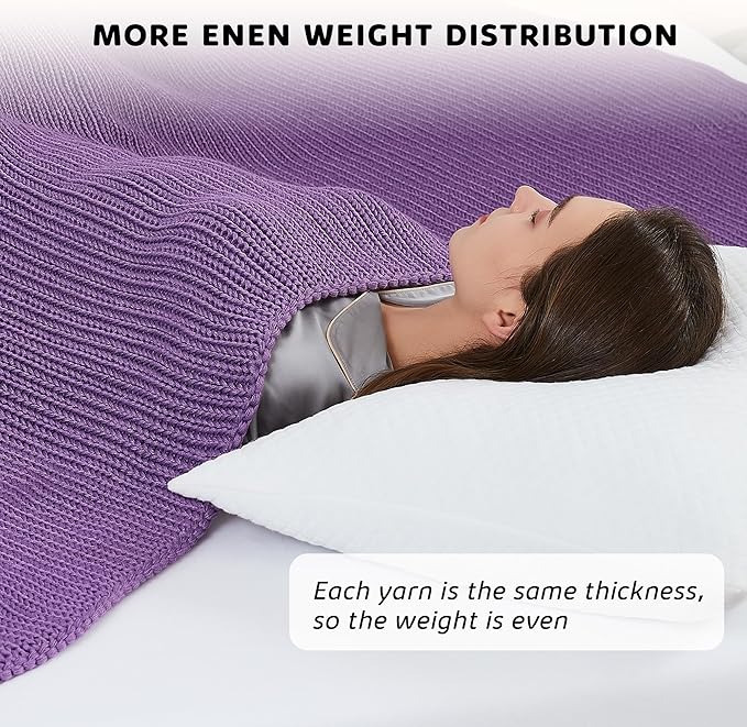 L'AGRATY Knitted Weighted Blanket - 50"x60" 10lbs Cooling Chunky Knit Heavy Blanket for Adults Braided Crochet Throw Thick Cable Yarn Knit Decorative No Beads Evenly Weighted Machine Washable