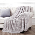 Aormenzy Cable Knit Throw Blankets 60 x 80 Inches, Soft Cozy and Lightweight Knitted Blanket, Machine Washable Acrylic Blanket, Decorative Throw Blanket for Couch Sofa Bed, Light Grey Purple