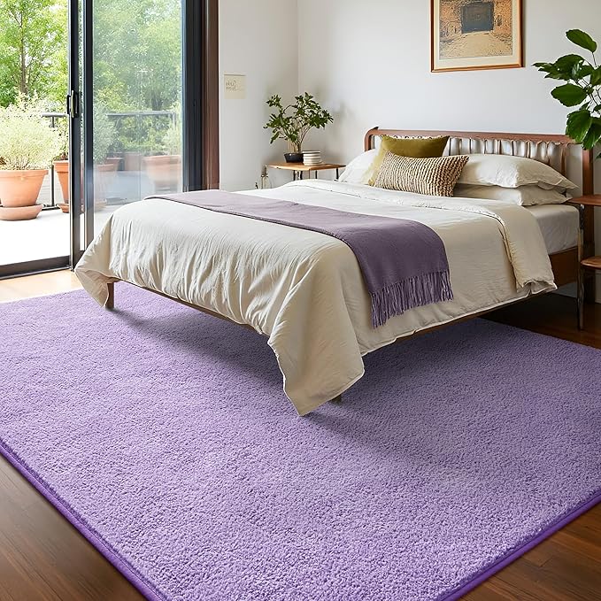 Keeko 4x6 Purple Area Rugs for Bedroom, Soft Modern Living Room Rug Indoor Non Slip Low Pile Washable Rug Memory Foam Carpets Throw Rugs for Kids Nursery Classroom Dorm Room Decor