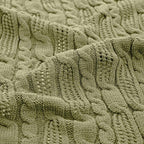 Aormenzy Cable Knit Throw Blankets 50 x 60 Inches, Soft Cozy and Lightweight Knitted Blanket, Machine Washable Acrylic Blanket, Decorative Throw Blanket for Couch Sofa Bed, Olive Green