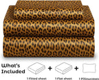 Satin Sheets Twin [3-Piece, Gold Leopard] Hotel Luxury Silky Bed Sheets - Extra Soft 1800 Microfiber Sheet Set, Wrinkle, Fade, Stain Resistant - Deep Pocket Fitted Sheet, Flat Sheet, Pillow Cases