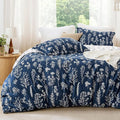 Bedsure Twin/Twin XL Comforter Set - Navy Bed Set, 2 Pieces Cute Floral Bedding, 1 Soft Reversible Botanical Flowers Comforter and 1 Pillow Sham