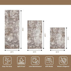 3-Piece Kitchen Rug Set with Runner – Non-Slip Washable Small Kitchen Mats for Floor, Sink & Entryway – Soft Boho Throw Area Rugs for Kitchen Decor (Brown Beige, 2x3+2x4+2x5)