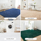 Litanika 6x9 Shag Area Rug for Living Room Bedroom, Dark Blue High Pile Ultra Soft Plush Shaggy Furry Bedside Playroom Dorm Carpet, Non-Slip, Non-Shedding Modern Indoor Floor Rug