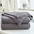 Longhui bedding Dark Grey 100% Cotton Lightweight Cable Knit Throw Blanket for Couch Sofa Bed Home Decorative, Bonus Laundering Bag, Dark Gray 50“ x 60”, Machine Washable