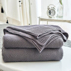 Longhui bedding Dark Grey 100% Cotton Lightweight Cable Knit Throw Blanket for Couch Sofa Bed Home Decorative, Bonus Laundering Bag, Dark Gray 50“ x 60”, Machine Washable