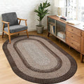 5x8 Oval Living Room Area Rug Washable Modern Border Bedroom Bedside Area Rugs Non Slip Low Pile Dining Room Oval Throw Carpet Contemporary Rugs for Living Room Kitchen Nursery, Brown