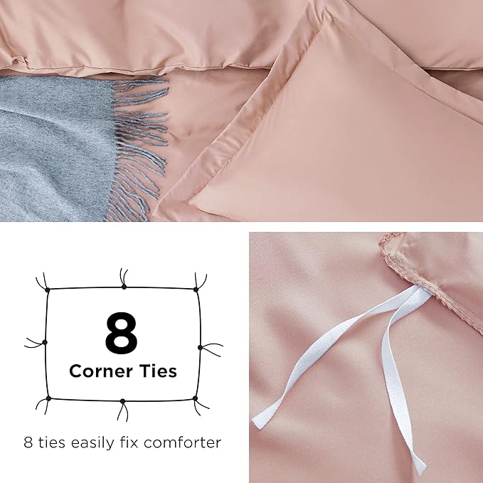 Bedsure Duvet Cover Twin/Twin XL Size - Soft Double Brushed Bedding Set for Kids & Adults, Zipper Closure, 2 Pieces, Includes 1 Duvet Cover (68"x90") & 1 Pillow Sham, NO Comforter, Blush Pink