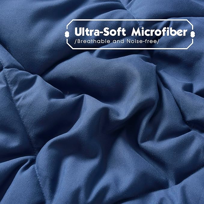 HIG 3pc Navy King Size Comforter Set -All Season Reversible Down Alternative Comforter with Two Shams -Quilted Duvet Insert with Corner Tabs - Diamond Stitched Blanket - Breathable, Soft, Fluffy