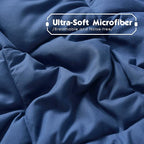 HIG 3pc Navy King Size Comforter Set -All Season Reversible Down Alternative Comforter with Two Shams -Quilted Duvet Insert with Corner Tabs - Diamond Stitched Blanket - Breathable, Soft, Fluffy