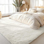 OLANLY 8x10 Machine Washable Large Area Rugs for Living Room, Bedroom, Soft Fluffy Shaggy Bedside Rug, Indoor Floor Carpet for Kids Girls and Boys, Dorms, Nursery, Home Decor Aesthetic, Ivory