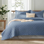 Bedsure King Quilt - Mineral Blue Bedspread King Size & Lightweight Comforter, Modern Coastal Coverlet with Clover Pattern, Ultra Soft All-Season Bedding, 106 x 96 Inches | Stitch-Free Quilting, Ultra Soft, Lightweight, Machine Washable, Pet-Friendly