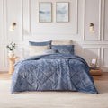 Intelligent Design Twin Comforter Set, Velvet Comforter Set , Luxury Diamond Quilting Comforter Set, Fluffy Comforter Bed Set with Decorative Pillowand 1 Sham, 3 Piece Blue, Twin/Twin XL