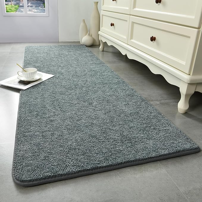 Keeko Soft Hallway Runner Rug, 2x8 Bedside Runner Rugs for Bedroom Living Room Non Slip Washable Modern Memory Foam Rug Low Pile Kitchen Runner Rugs for Nursery Dorm Kids Room Decor Grey