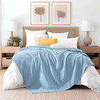 Elegant Comfort Premium 100% Cotton Waffle Blanket - Lightweight Breathable Waffle Weave Bed Blanket - Soft and Warm All Season Blanket for Couch, Sofa and Bed, Twin Size 68x88 Inches, Light Blue