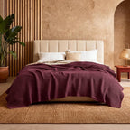 Bedsure Gentlesoft 100% Cotton Blanket King Size for Bed - Breathable and Soft for Spring Summer, Thick Cozy Waffle Weave Blanket Gifts for Women, Burgundy, 104x90 inches
