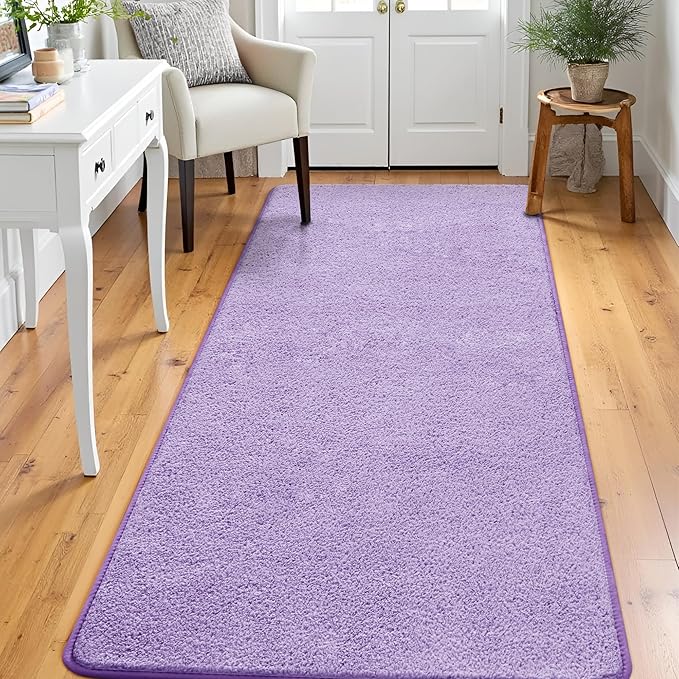Keeko 2x6 Long Runner Rug, Purple Bedroom Bedside Runner Rug Living Room Carpet Area Throw Rugs for Hallway Soft Indoor Memory Foam Rugs for Teen Kids Classroom Nursery Dorm Laundry Room Decor