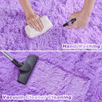 junovo 8x10 Purple Washable Area Rug for Girls Bedroom Living Room, Soft Non-Slip Fluffy Rugs, Shag Plush Memory Foam Carpet for Kids Room Baby Nursery Home Decor