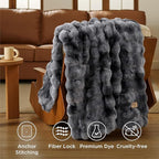 Bedsure GentleSoft Fluffy Fuzzy Tie-dye Dark Grey Throw Blanket for Men, Soft Cozy Minky Fleece Faux Fur Blanket for Couch, Mens Room Decor Charcoal Gray Bed Cover, Thick Warm Plush Gifts