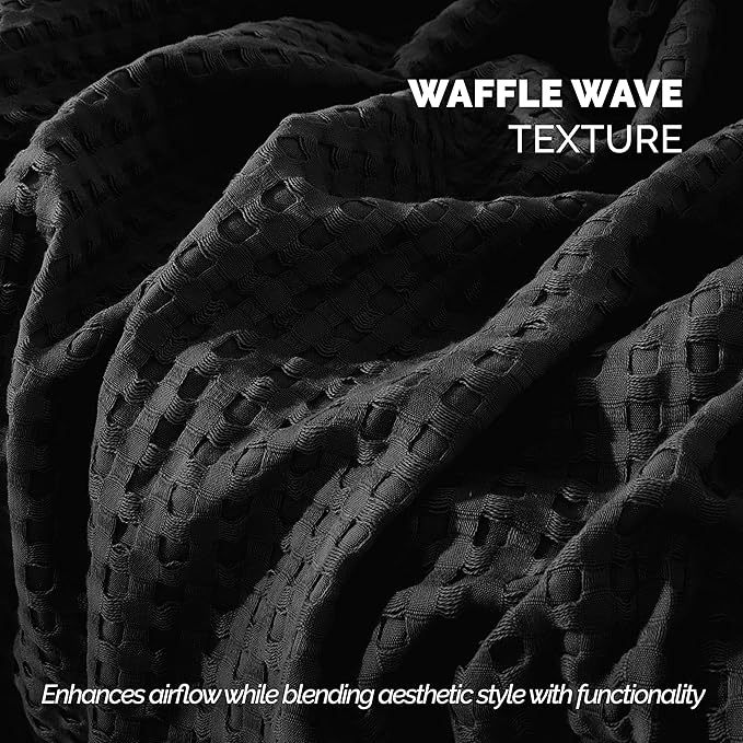 Elegant Comfort Premium 100% Cotton Waffle Blanket - Lightweight Breathable Waffle Weave Bed Blanket - Soft and Warm All Season Blanket for Couch, Sofa and Bed, TwinXL Size 68x90 Inches, Black