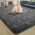 Noahas Large Fluffy Dark Grey 8x10 Area Rugs for Living Room Bedroom,Thick Shag Throw Rug,Big Soft Shaggy Bedside Non-Slip Plush Dorm Nursery Kids Carpet