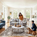 5x8 Washable Living Room Area Rug – Modern Neutral Abstract Rug for Bedroom, Kitchen, Dining Room – Non-Slip Low Pile Soft Indoor Carpet (Brown Beige,5x8)