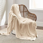 Bedsure Gentlesoft 100% Cotton Blanket Twin XL Size for College Dorm - Breathable and Soft for Spring Summer, Waffle Weave Twin Blanket for Bed, Dorm Room Essentials, Yellowish Cream, 66x90 inches