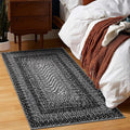 RUGSREAL Entryway Rug 2x3 Small Bedside Throw Mat with Rubber Backing Machine Washable Living Room Rug Non Slip Bathroom Mat Stain Resistant Braided Print Carpet for Dining Room Kitchen Hallway, Black