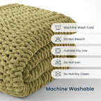 SLEEP ZONE Chunky Knit Throw Blanket for Couch, Throw Blankets for Bed - Hand Made Cozy Soft Large Rope Knot Heavy Blankets Home Decor (Green, 80x90in)