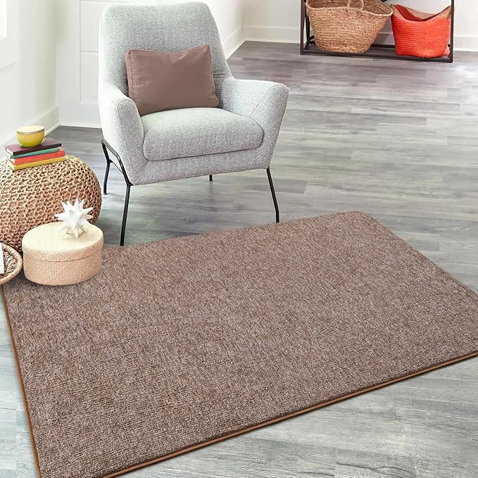 Keeko Soft Rugs for Bedroom, 3x5 Living Room Area Rug Washable Memory Foam Small Entryway Throw Rugs Low Pile Minimalist Non Slip Bedside Rug Carpet for Kids Nursery Dorm Room Decor Brown