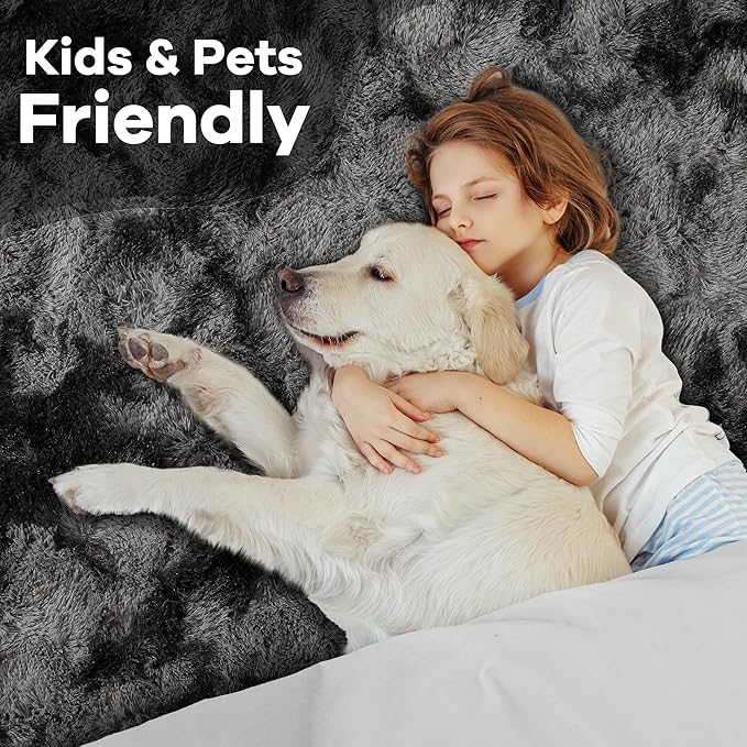 Noahas Large Fluffy 5x8 Area Rugs for Living Room Bedroom,Tie-Dyed Dark Grey Thick Shag Throw Rug,Big Soft Shaggy Bedside Non-Slip Plush Dorm Nursery Kids Carpet