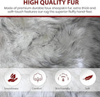 LAMBZY Bear Skin Rug Super Soft Fluffy Faux Fur for Bedroom Floor Sofa Living Room High-Density Plush Shaggy Carpet Sofa Cover Bedside Sheepskin Rug (2'x3', White/Black)