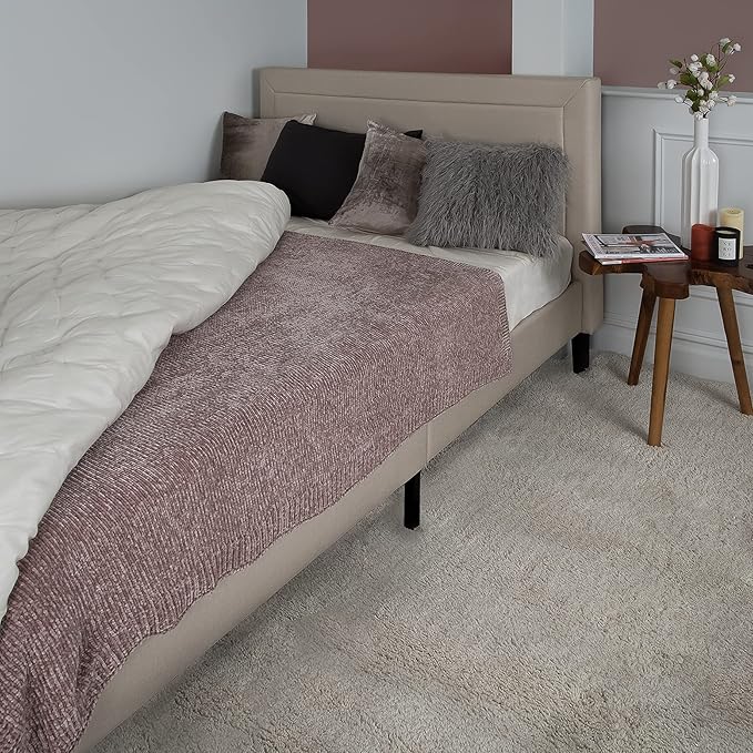 Best Home Fashion Super Soft Luxe Sheen Chenille Throw Blanket, Warm and Cozy Knitted Decorative Blanket for Sofa, Couch and Bed All Seasons 60 x 80 Inches- Dusty Rose