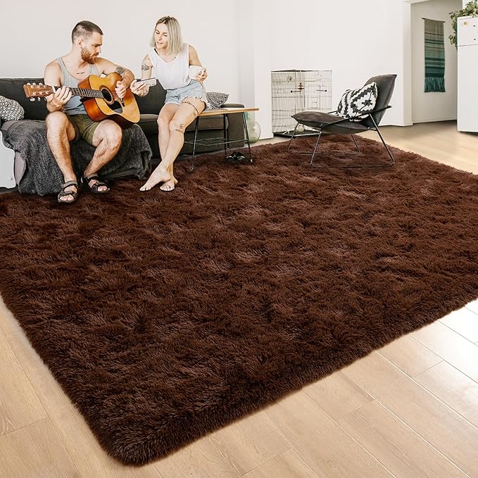 ISEAU Fluffy Rug Carpets Soft Shaggy Area Rugs Indoor Floor Mats for Kids Room Fuzzy Carpet Comfy Cute Nursery Carpets Bedside Mat for Boys Girls Bedroom Living Room Home Decor, 6ft x 9ft,Brown