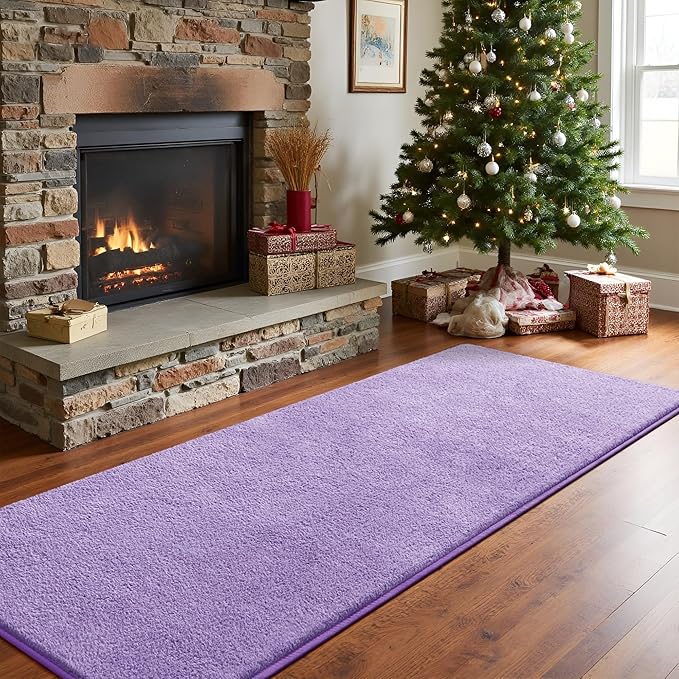 Keeko 2x6 Long Runner Rug, Purple Bedroom Bedside Runner Rug Living Room Carpet Area Throw Rugs for Hallway Soft Indoor Memory Foam Rugs for Teen Kids Classroom Nursery Dorm Laundry Room Decor
