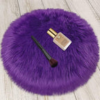 1.3ft Small Round Purple Rug,Thick Furry Fluffy Carpet for Teen,Sheepskin Fur Shaggy Circular Rug for Indoor Bedroom Room Living Room Nursery Decor Chair