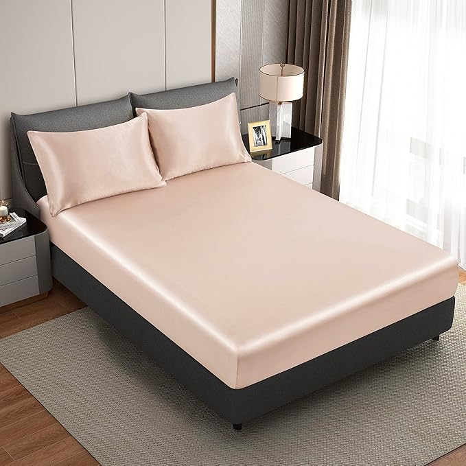 Taupe Satin Pillowcase Standard Set of 2 with Envelope Closure，Taupe Silk Pillowcase for Hair and Skin (20x26)