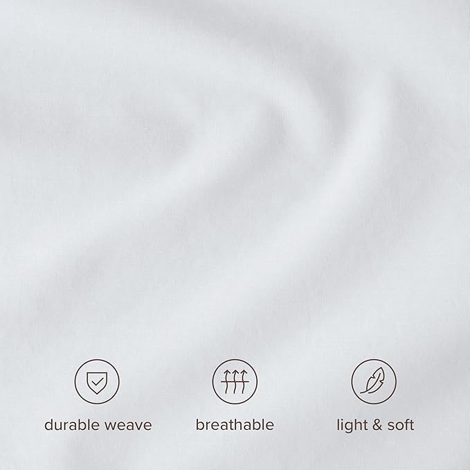 Bare Home 100% Organic Cotton Extra Long Duvet Cover Set - Crisp Percale Weave - Lightweight & Breathable - Cooling Duvet Cover Set (Twin/Twin XL, White)