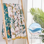 Boho Throw Blanket for Bed - 100% Cotton Ultra Soft Luxury Throw Rustic Fall Quilt,Bird Printed Farmhouse Decor Bed Blankets,Throw for Living Room Sofa Couch Chair(Flower-Bird, 87" x 102")